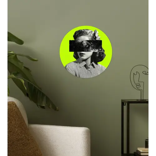 Vrouw - Sterrenhemel - Groen Wandcirkel behangsticker klein -sfeer2