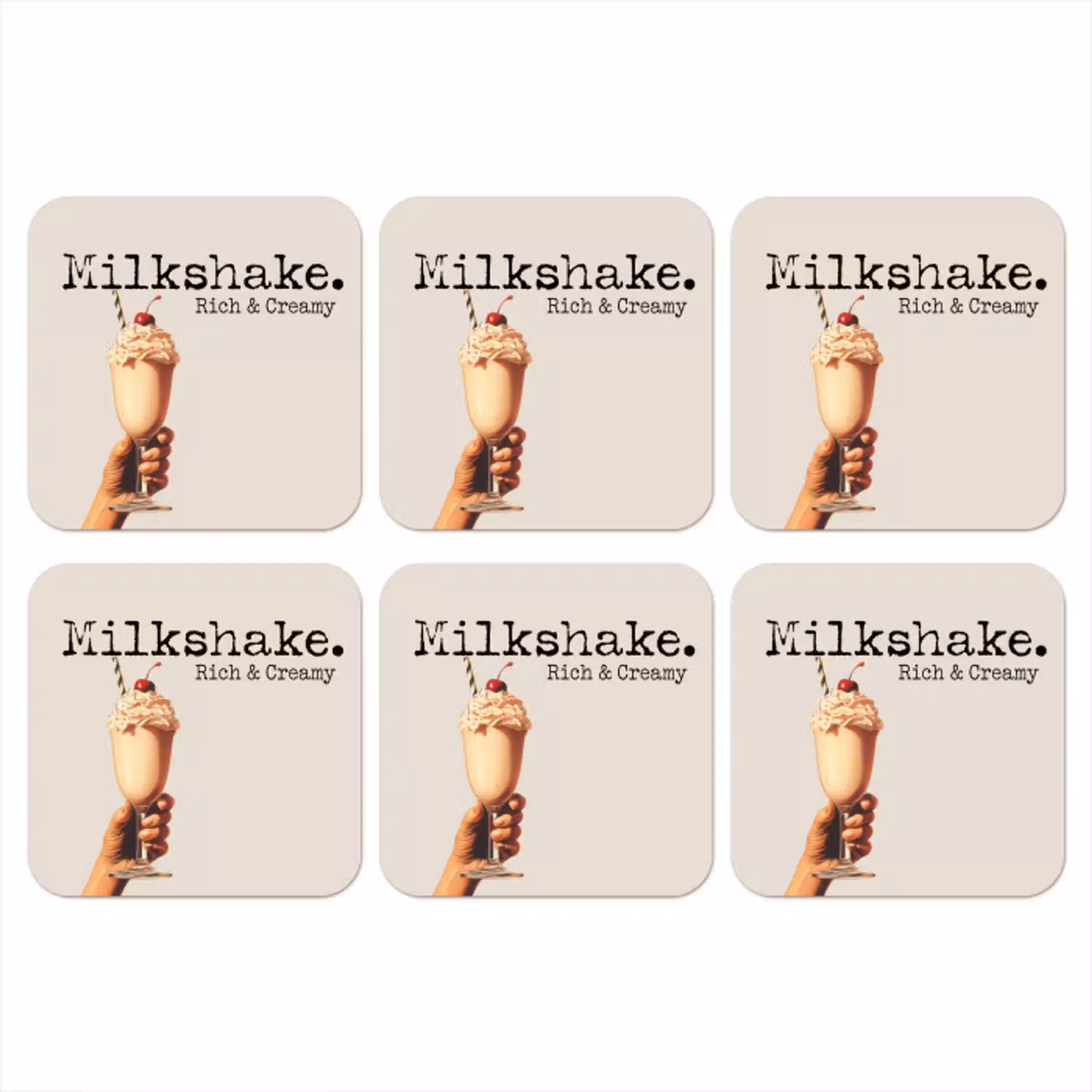 Milkshake - Kers - Rietje onderzetter kurk middel -3d