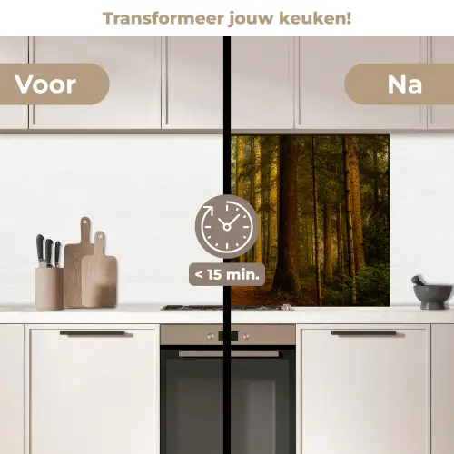 Bos - Natuur - Bomen - Landschap - Bladeren keuken achterwand 2 middel -voor-na2_NL