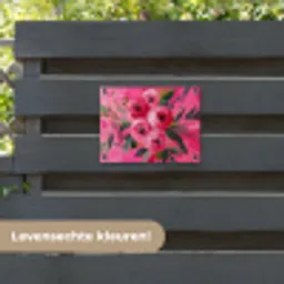Bloemen - Verf - Roze tuinposter los doek klein -sfeer3