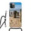 Zand - Strand - Paal - Water - Zomer Hoesje iPhone 12 Pro met koord klein -3d