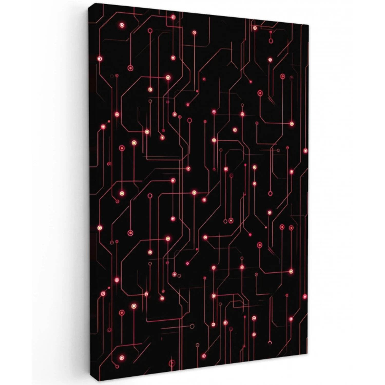 Gaming - Lijnen - Netwerk - Stippen - Rood Tuinposter op houten frame 2 cm dik middel -3d