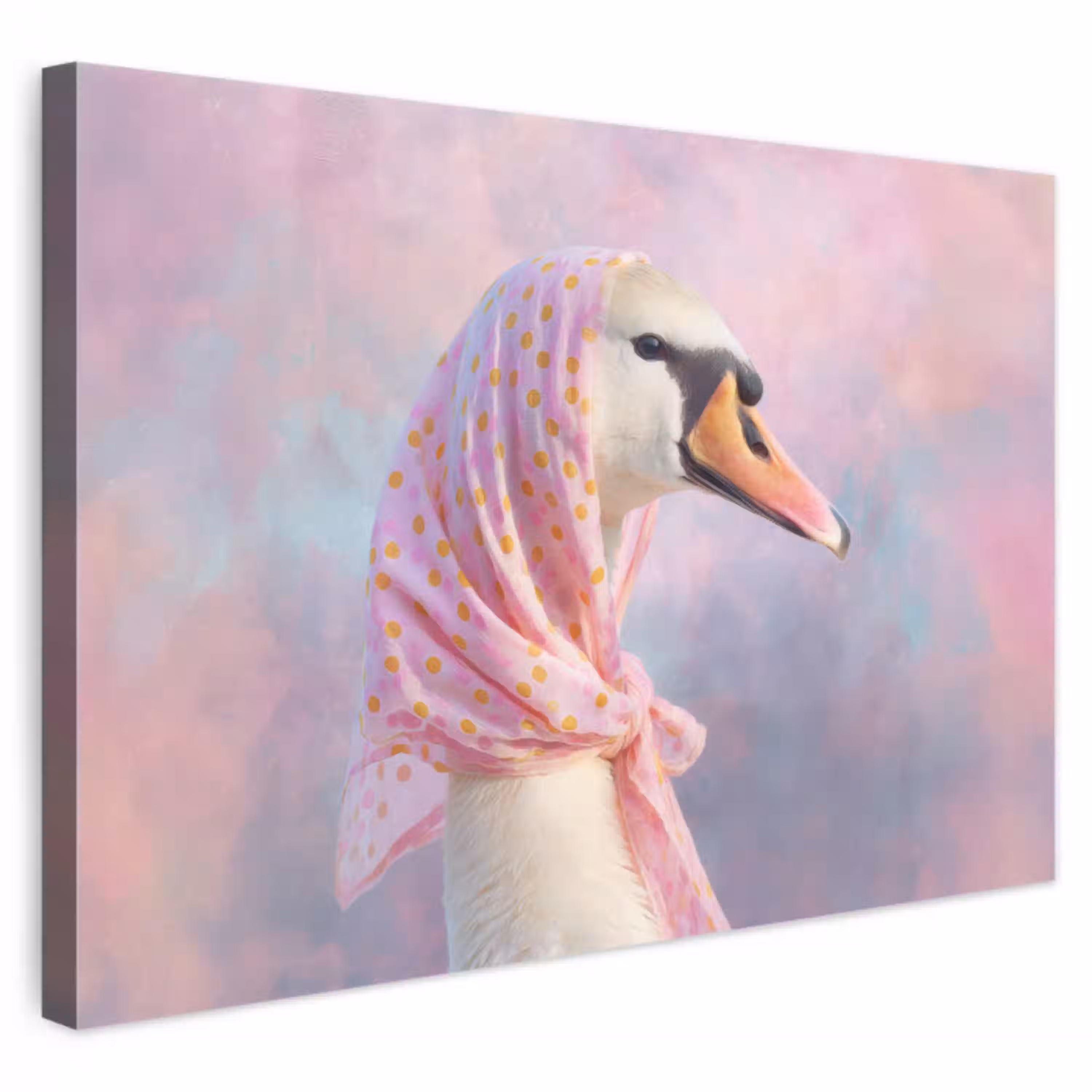 Zwaan - Sjaaltje - Pastelwolken canvas 2cm klein -3d
