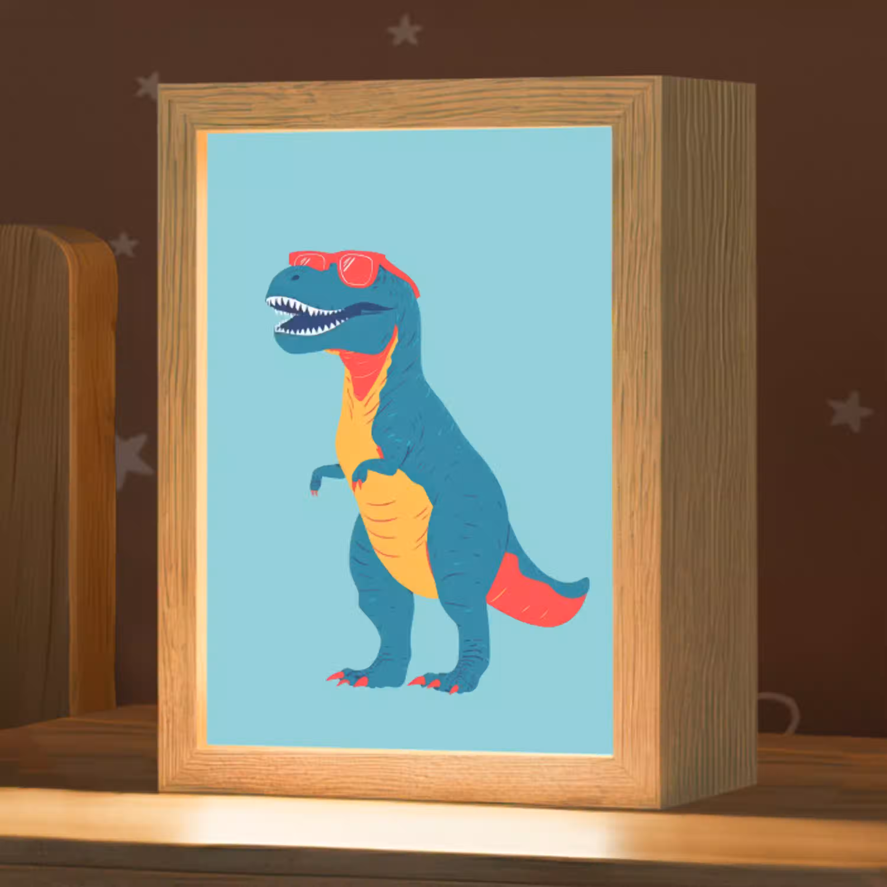 Dinosaurus - Blauw - Zonnebril Light Box met kabel klein -zzz_3d_website
