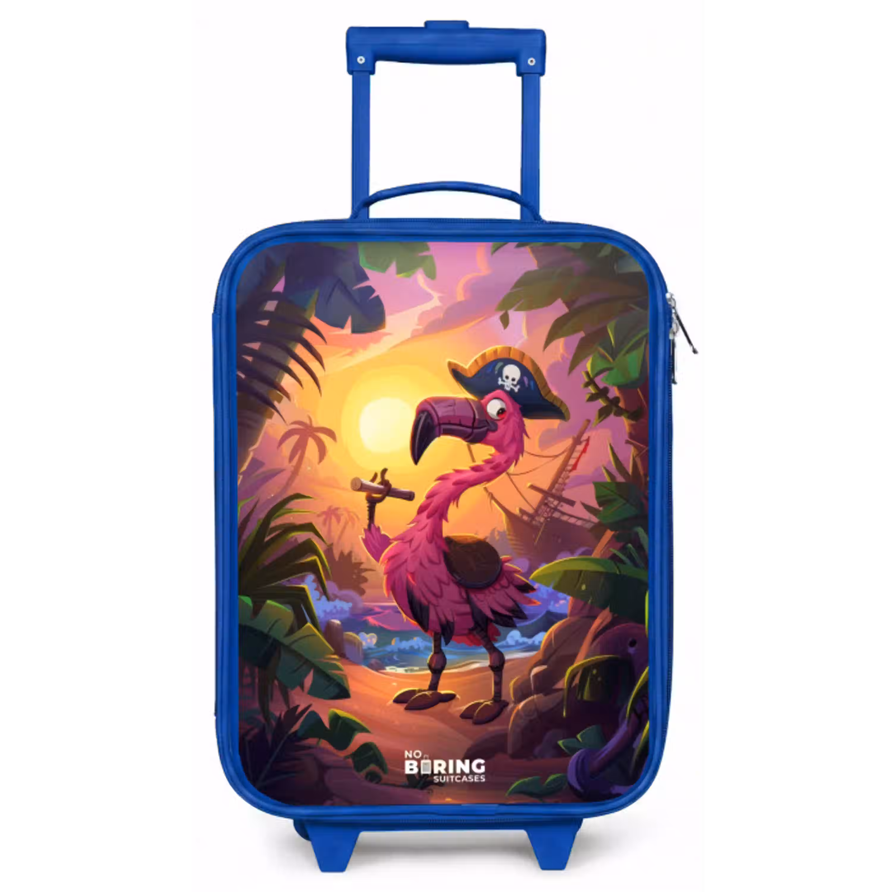 Piraten flamingo op een tropisch pad Kinderkoffer - Blauw klein -zz3dotto