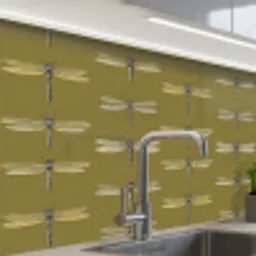 Libellen - Patroon - Groen keuken achterwand 2 middel 865 -zzzz3d_schuin