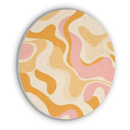 Abstract - Golvend - Oranje Akoestische PET Vilt - Rond klein -3d