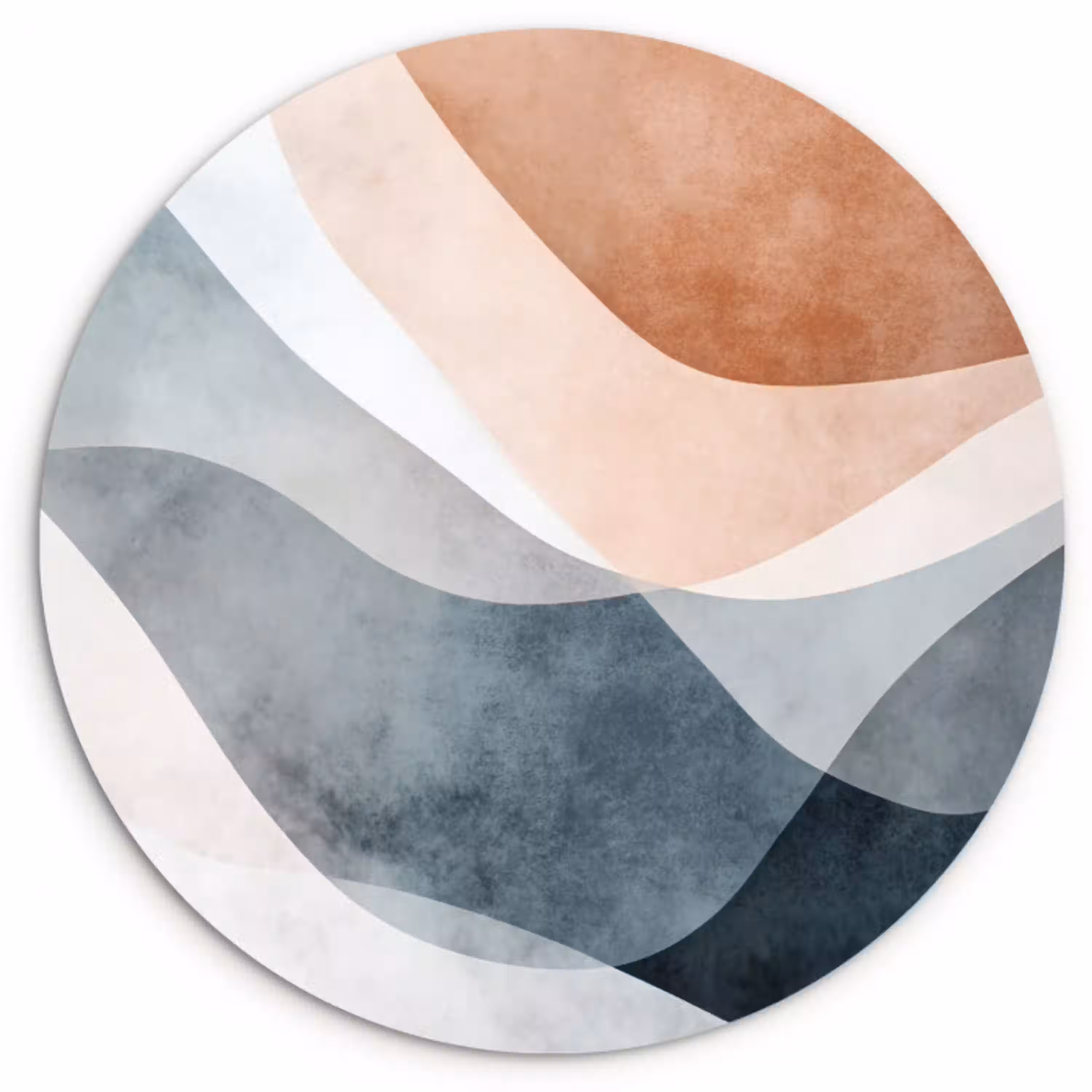 Abstract - Golven - Blauw Wandcirkel kunststof plaat 5mm dik klein -3d