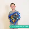 T-Rex als voetballer in vol stadion Kinderrugzak - Blauw middel -sfeer1_NL