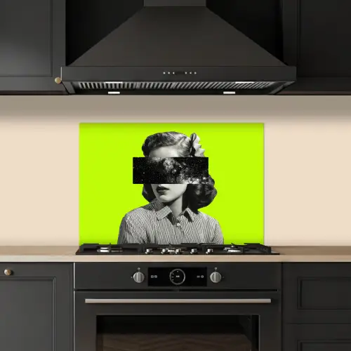 Vrouw - Sterrenhemel - Groen keuken achterwand spatscherm klein -sfeer1
