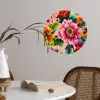 Bloemen - Kleurrijk - Roze Wandcirkel behangsticker klein -sfeer3