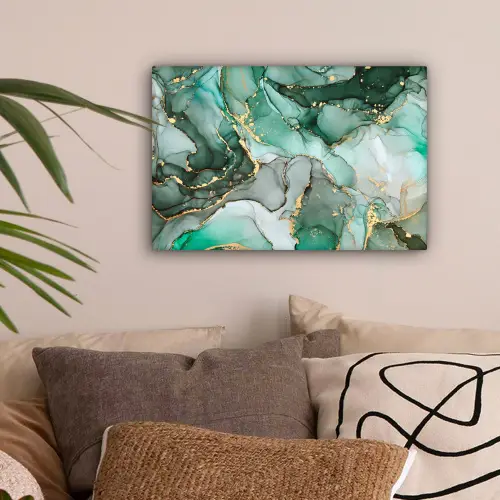 Goud - Marmer - Groen - Luxe - Marmerlook - Grijs canvas 2cm klein -sfeer1