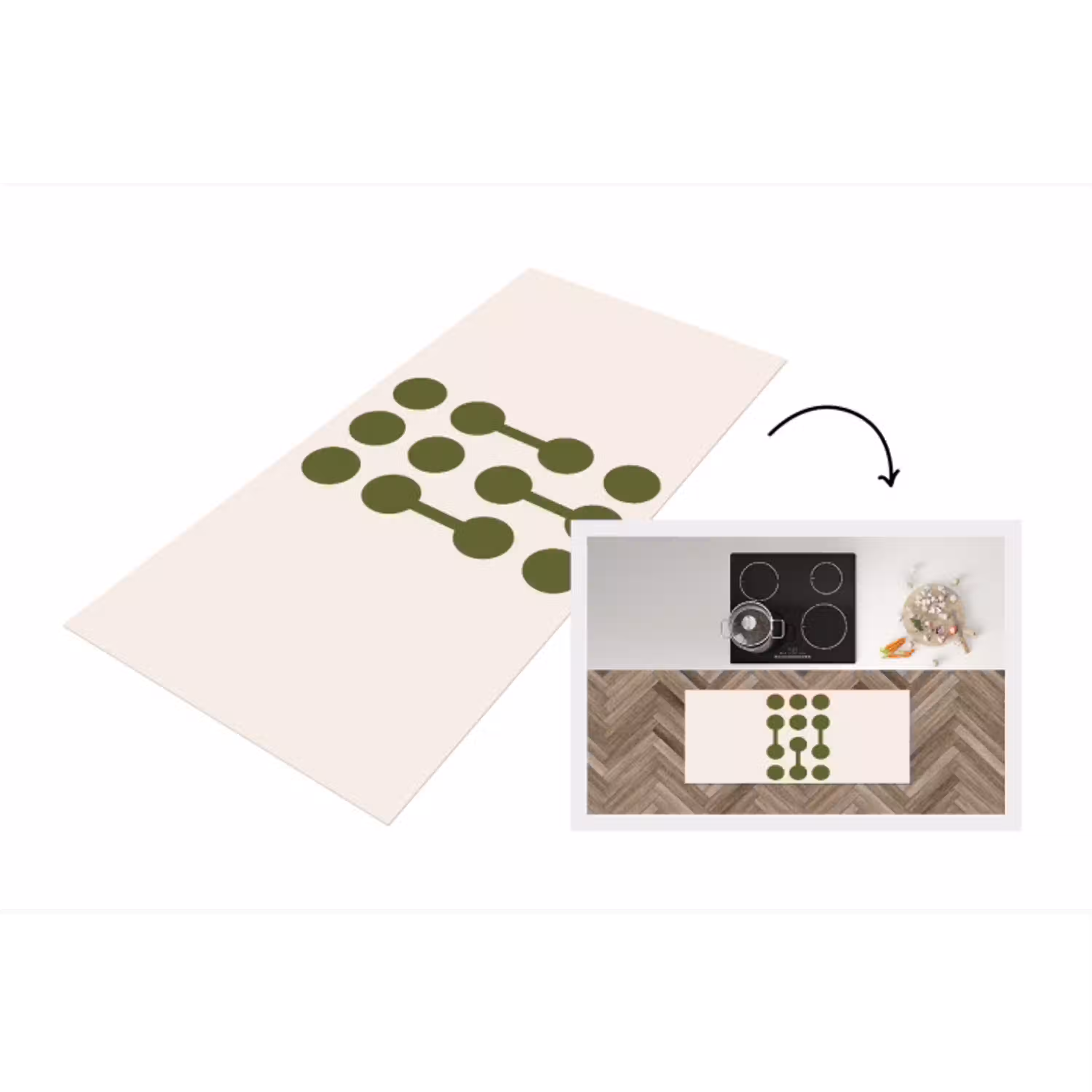 Cirkels - Geometrisch - Abstract - Modern - Groen Keukenloper - keukenmat middel -3d