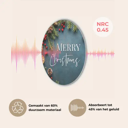 Merry Christmas - Blauw - Kerst - Winter Akoestische PET Vilt - Rond klein -USP_NL