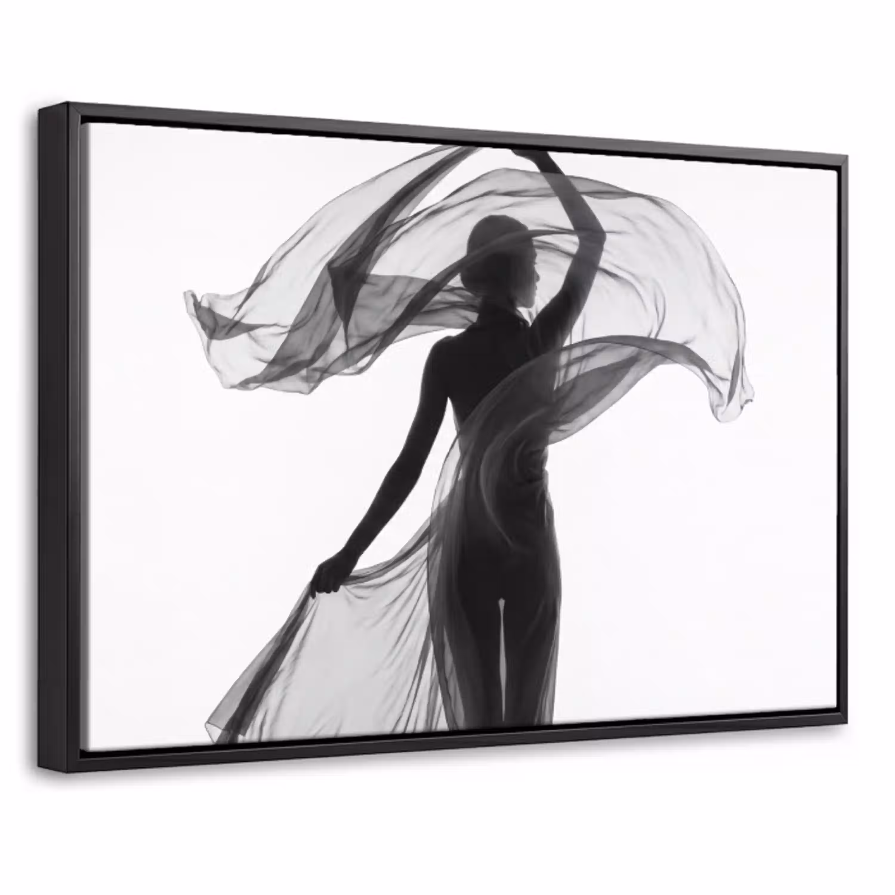Vrouw - Sluier - Portret - Zwart - Wit - Artistiek Canvas met baklijst klein -threedimensional_3d_global