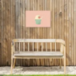 Bakje - Ijs - Aardbei - Roze Tuinposter op houten frame 2 cm dik klein -sfeer4