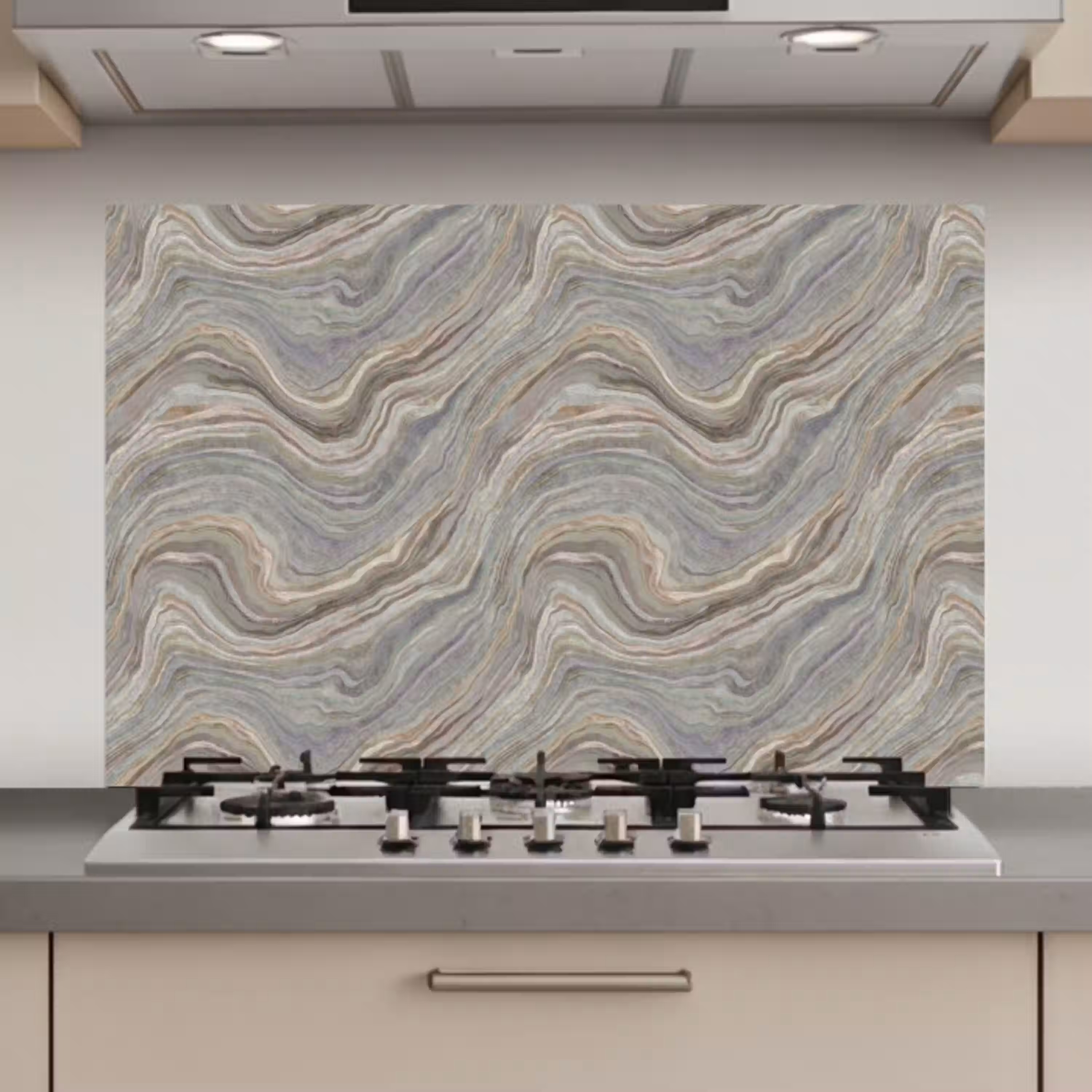 Patroon - Sereen - Paars - Groen keuken achterwand spatscherm klein 900 -3d_website