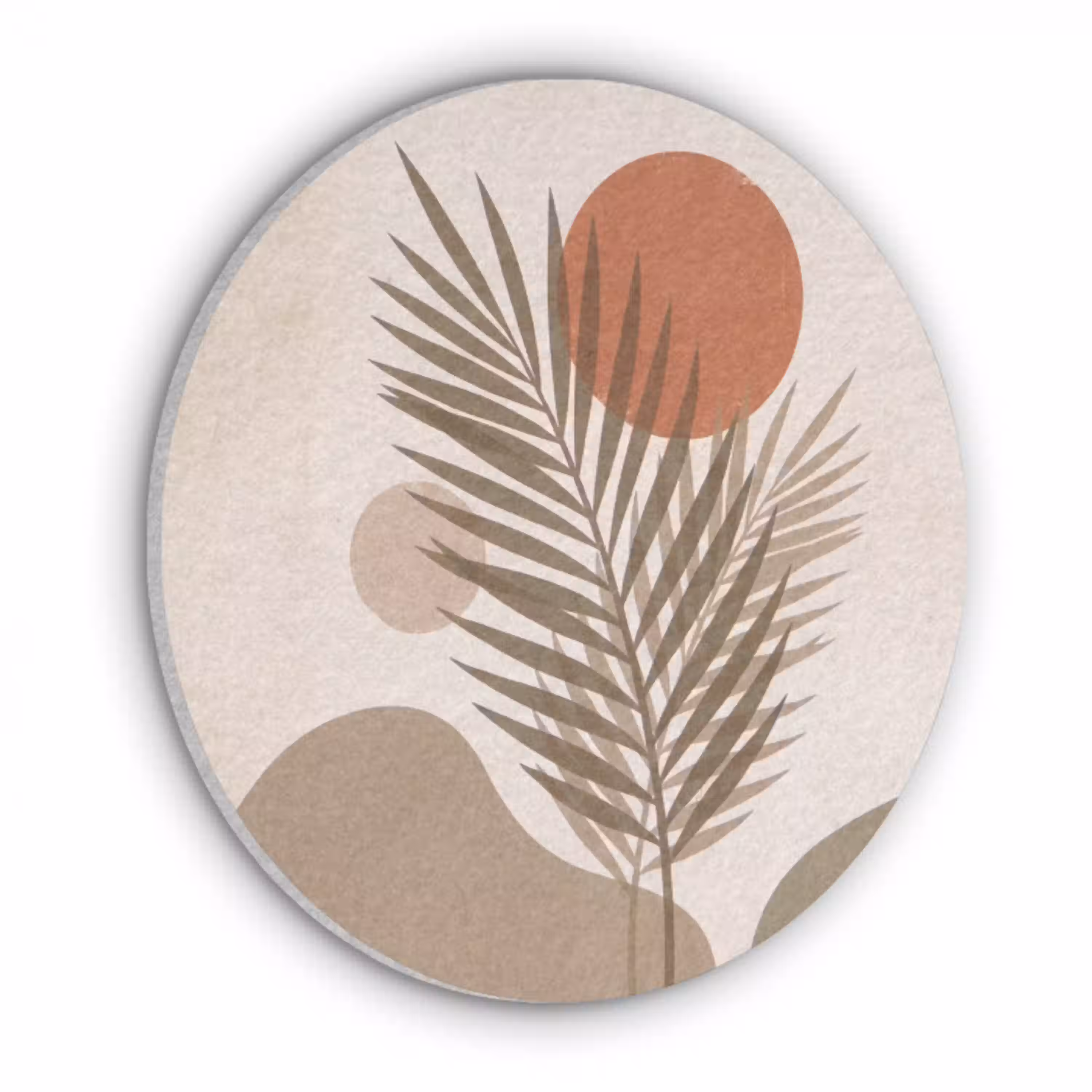 Planten - Bladeren - Abstract - Modern - Beige Akoestische PET Vilt - Rond klein -3d