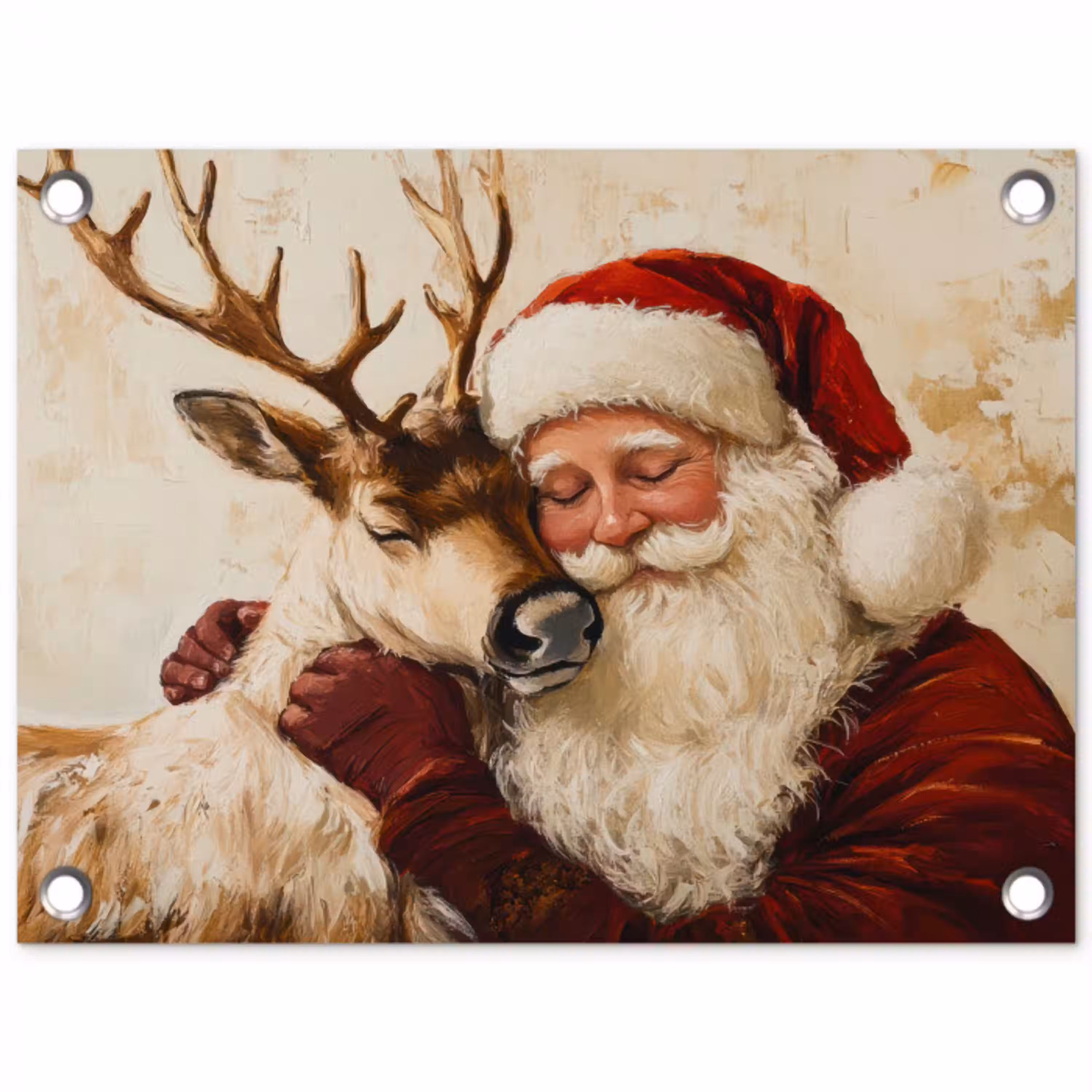 Kerstman - Rendier - Kerst - Christmas tuinposter los doek klein -3d