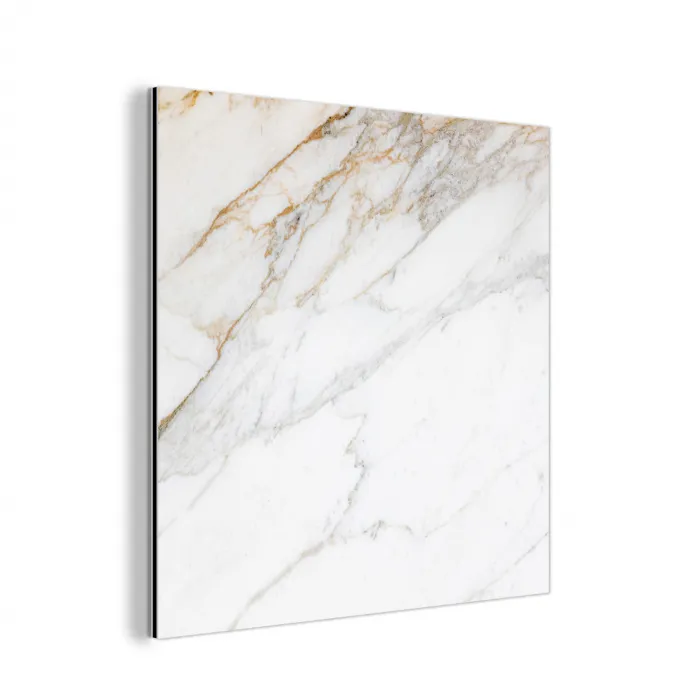 Marmer - Steen - Wit - Goud - Marmerlook - Steen - Luxe aluminium wit klein -3d