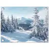 Winterlandschap - Natuur - Berg - Bomen - Sneeuw tuinposter los doek klein -3d