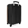 Minimal - Warm bruin met zwarte streep NBS - Handbagage koffer - Unisex middel -achterkant