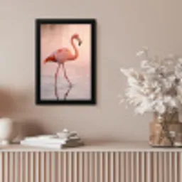 Flamingo - Water - Roze fotolijst zwart zonder passe partout klein -sfeer5