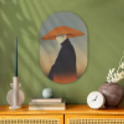 Minimalistisch - Silhouet - Oranje Wandcirkel Ovaal Forex klein -sfeer2
