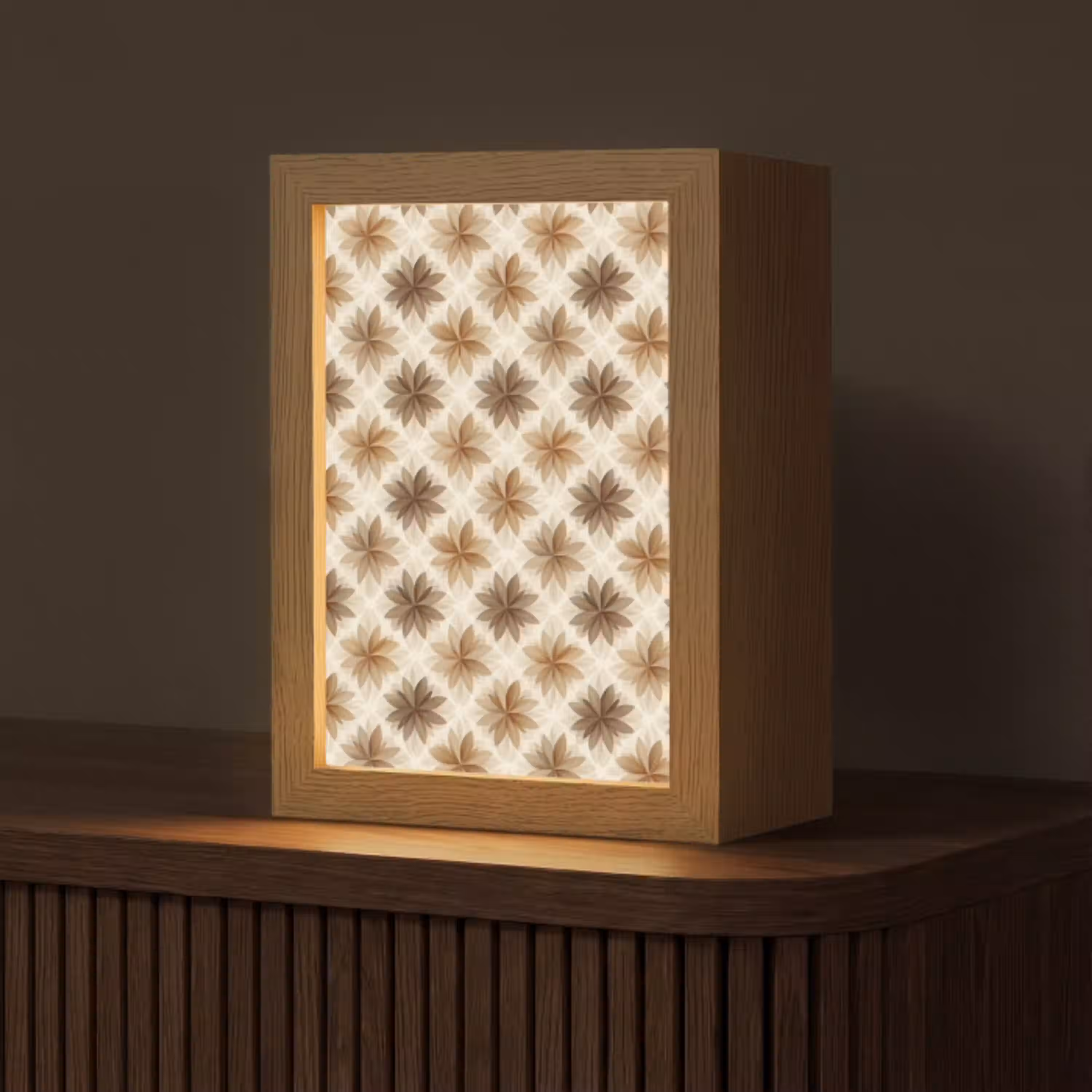 Geografisch - Patroon - Bruin Light Box met kabel (Tafellamp) klein 925 -z3d_website