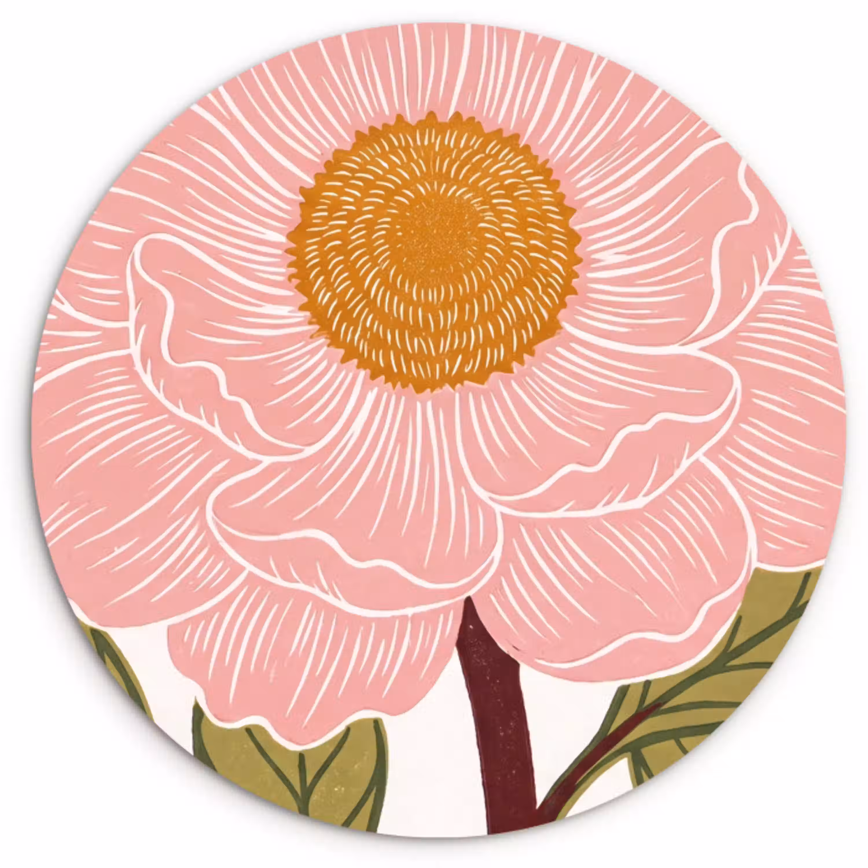 Bloemen - Roze - Illustratie Wandcirkel kunststof plaat 5mm dik klein -3d