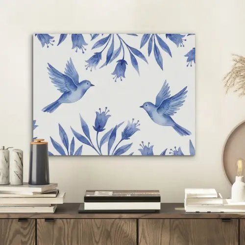 Modern - Vogels - Delfts - Blauw PET vilt klein -sfeer1