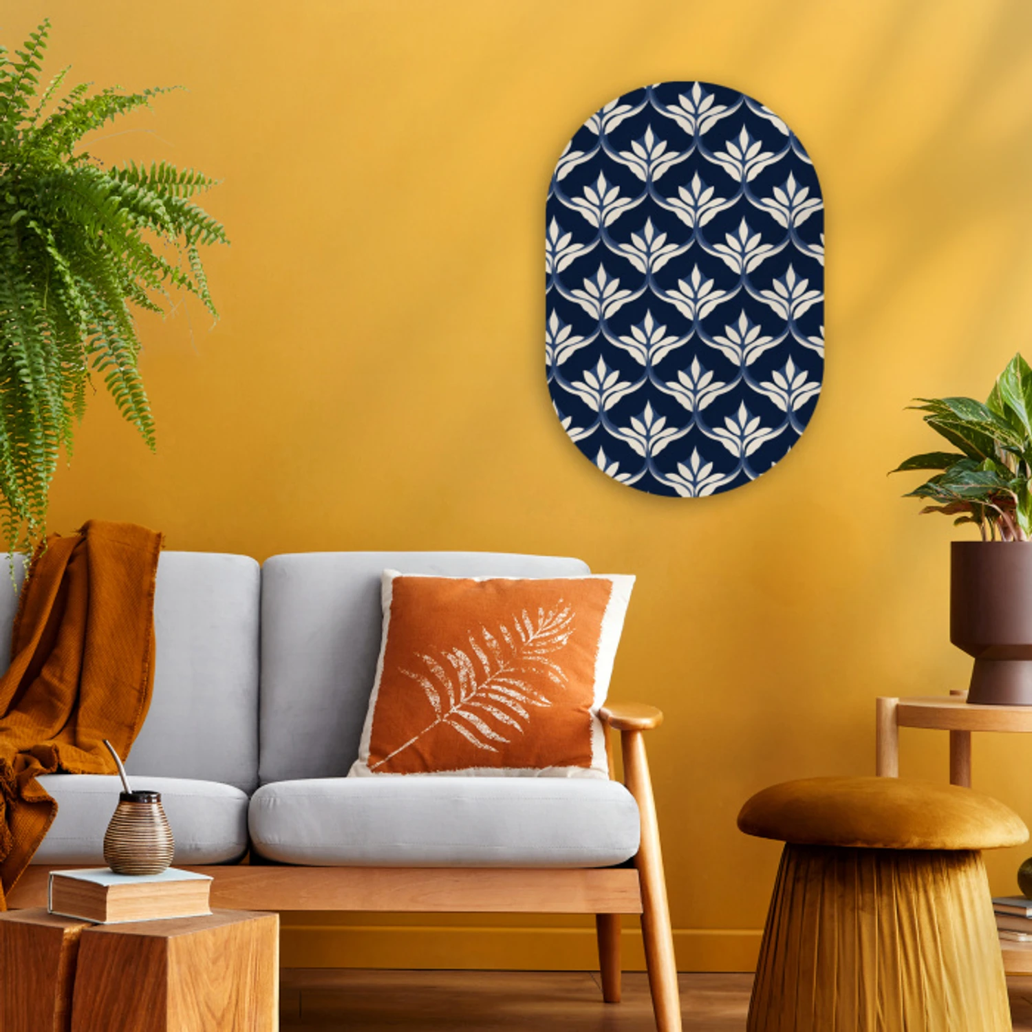Modern - Ontwerp - Blauw Wandcirkel Ovaal Forex klein 630 -sfeer4