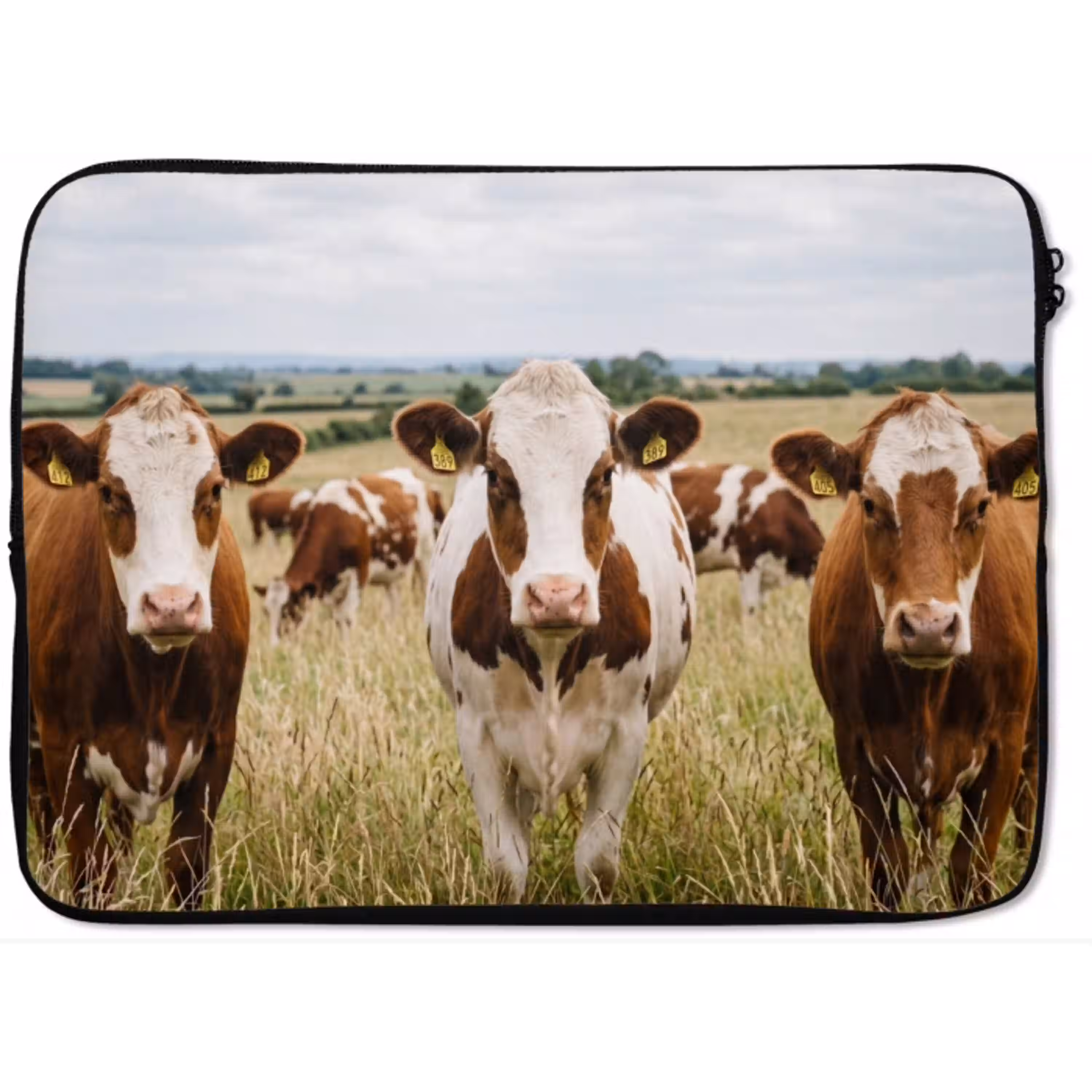 Koeien - Portret - Weide - Boerderij - Nieuwsgierig laptophoes neopreen klein -zkaufland3dotto