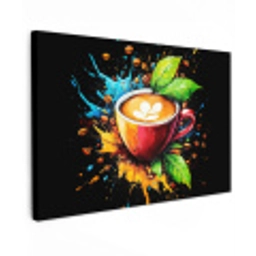 Koffie - Graffiti - Drinken - Abstract Tuinposter op houten frame 2 cm dik klein -3d