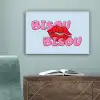 Bisou - Blauw - Roze - Lippen canvas 2cm klein -sfeer4