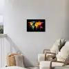 Wereldkaart - Verf - Kleurrijk - Graffiti - Wereld Tuinposter op houten frame 2 cm dik klein -sfeer1