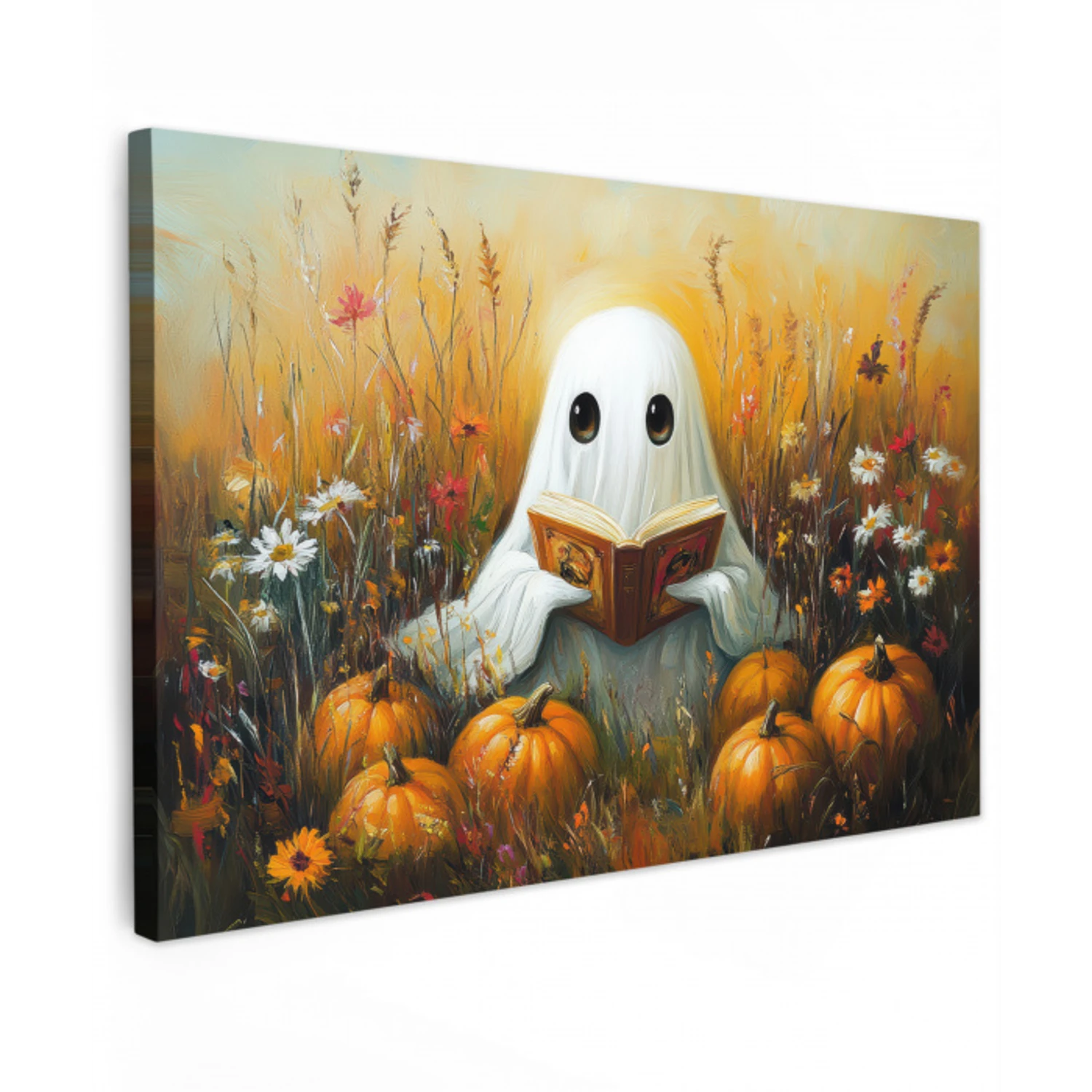 Halloween - Spook - Herfst - Pompoen - Bloemen - Natuur Tuinposter op houten frame 2 cm dik klein -3d