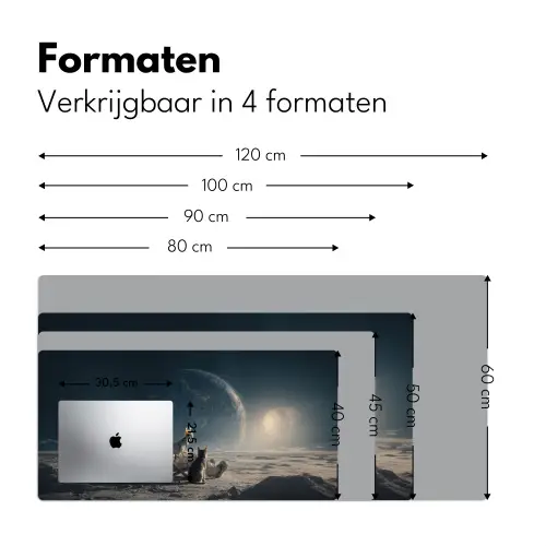Maan - Kat - Astronaut - Ruimte Muismat XXL klein -sfeer5