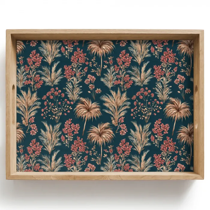 Botanisch - Patroon - Blauw Dienblad Rechthoek middel 911 -z3d_shopping