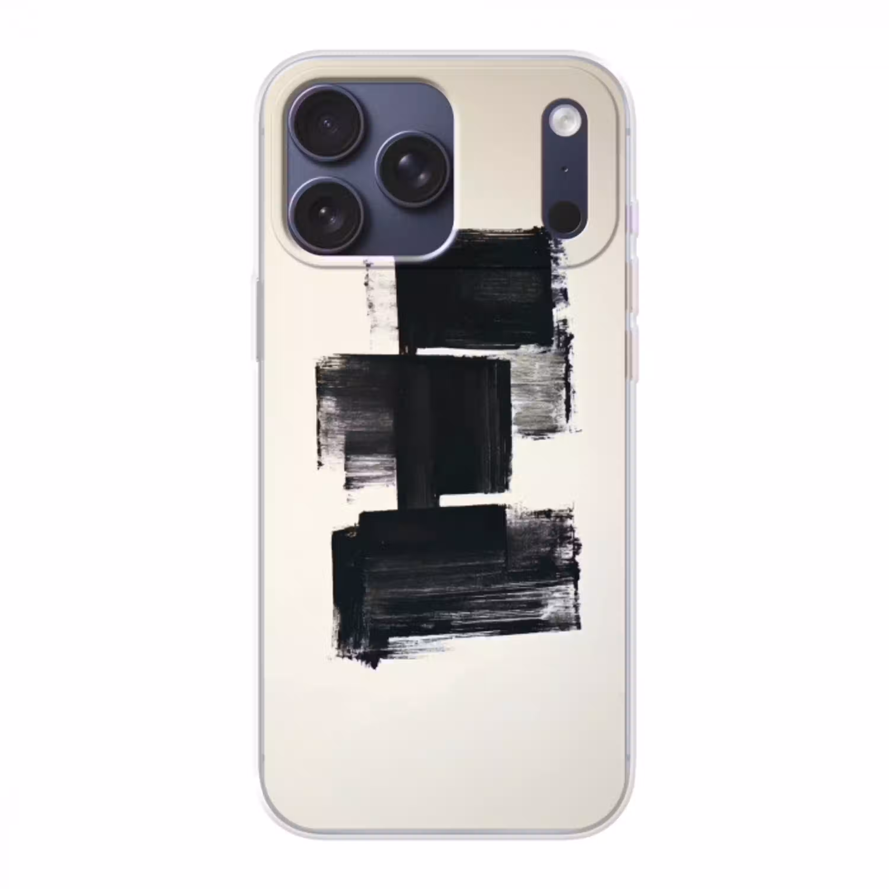Rechthoeken - Penseelstreken - Abstract - Zwart Telefoonhoesje iPhone 17 Pro Max klein -3d
