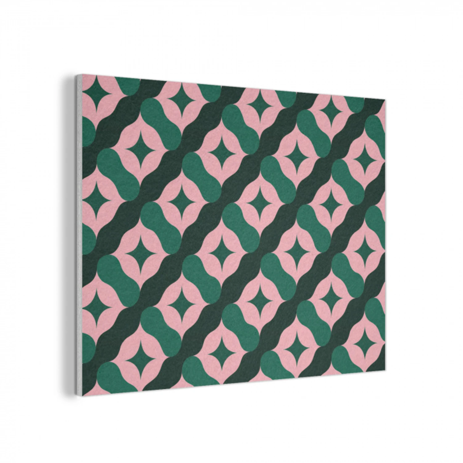 Groen - Roze - Retro - Sterren PET vilt klein 837 -3d