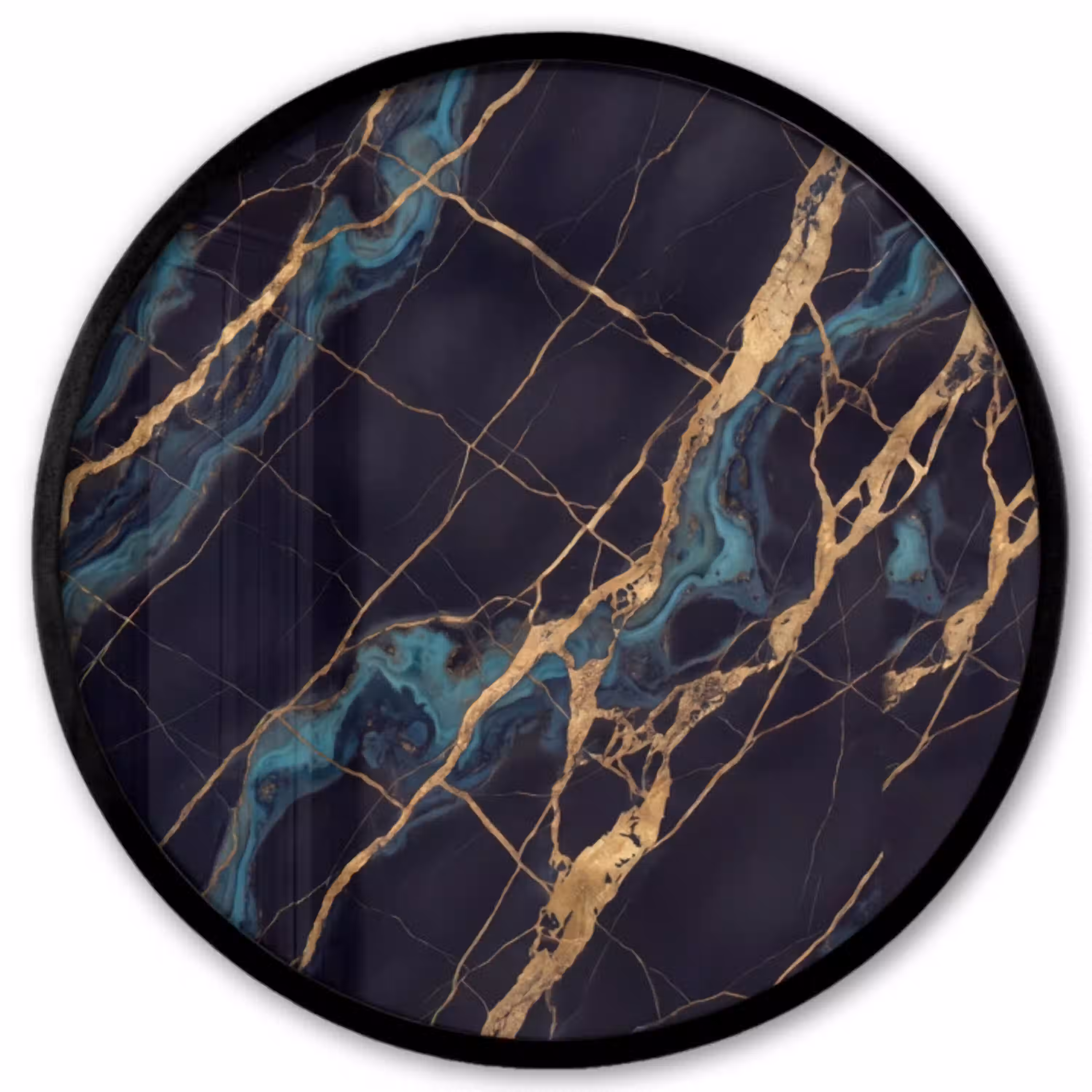 Abstract - Gouden lijnen - Kunst - Modern - Zwart Fotolijst rond zonder passe partout klein -3d