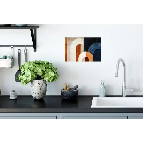 Abstract - Vormen - Donkerblauw Muursticker klein -keuken