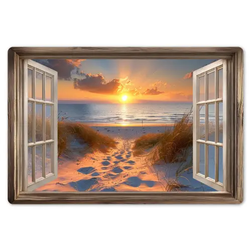 Doorkijk - Strand - Duinen - Zonsondergang Placemat vinyl groot -zzsfeer1_Kitchenyeah-website