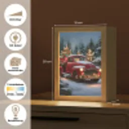 Kersttruck - Sneeuwbos - Rood Light Box met kabel (Tafellamp) klein -USP_websiteoverzichtDE