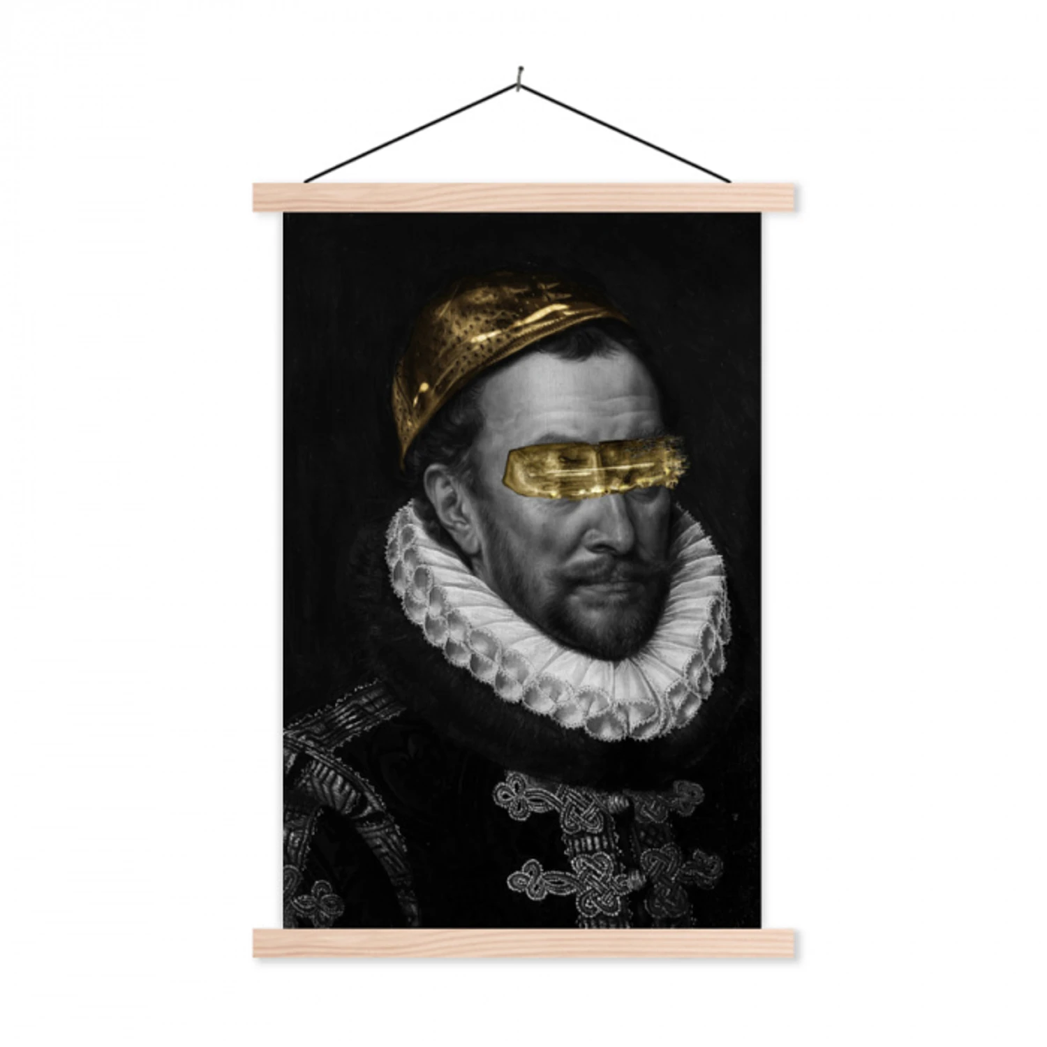 Willem van Oranje - Adriaen Thomasz - Zwart - Wit textielposter latten blank klein -3d