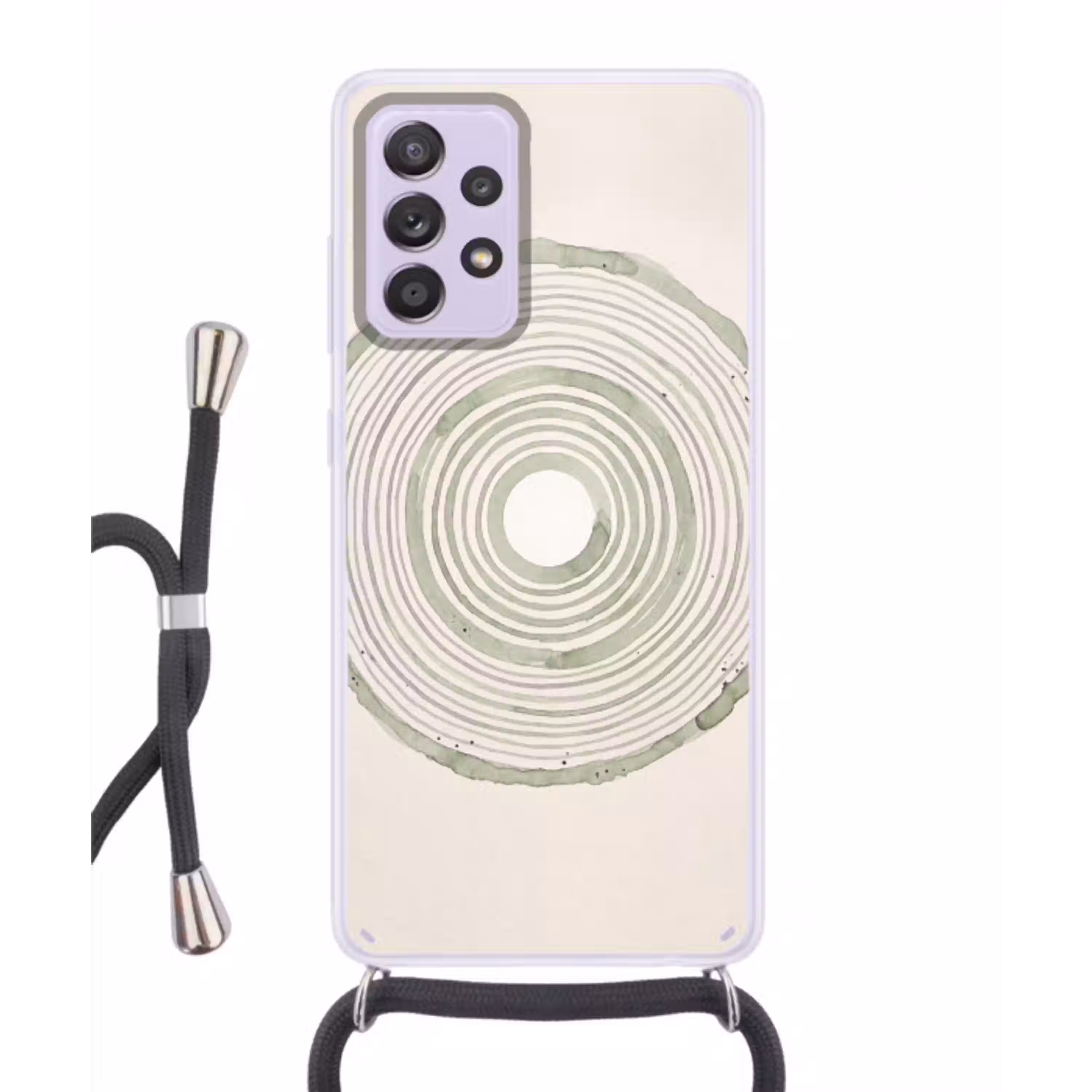 Abstractie - Cirkels - Waterverf - Groen - Modern Hoesje Samsung Galaxy A52 5G met koord klein -3d