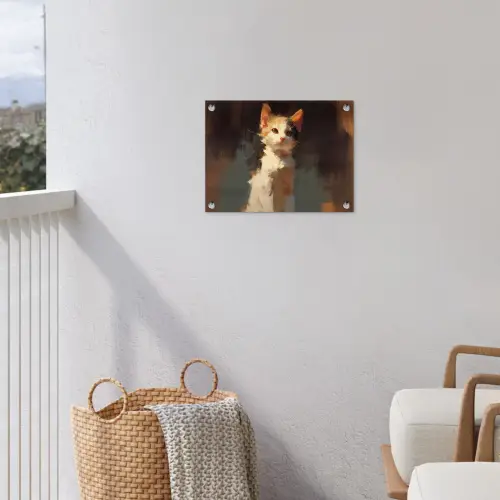Kat - Geschilderd - Artistiek - Wit tuinposter los doek klein -sfeer8