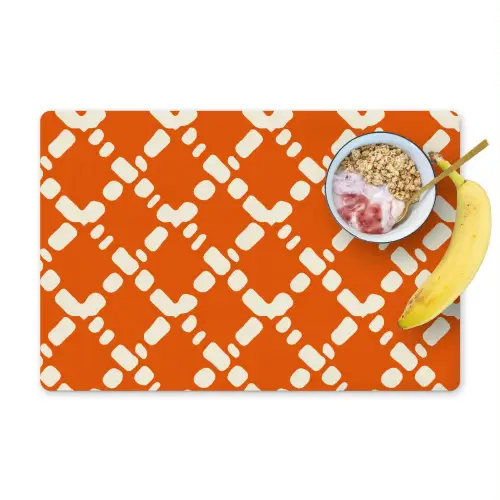 Oranje - Ruitpatroon - Wit Placemat vinyl groot 368 -zzzproduct_Kitchenyeah-website