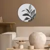 Plant - Bladeren - Minimalistisch - Zwart Akoestische PET Vilt - Rond klein -sfeer1